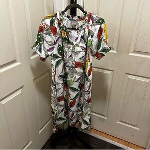 Chico's botanical print dress.